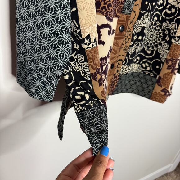 Vintage Kloz Studio Womens Top 2X Patchwork 80s Artsy Abstract Teacher Neutral - Picture 5 of 7